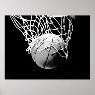Poster de basket-ball en blanc noir