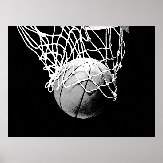 Poster de basket-ball en blanc noir (Devant)