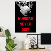 Poster de basket-ball motivationnel des gagnants (Bureau à domicile)