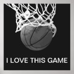 Poster de basket-ball noir et blanc J'aime ce jeu<br><div class="desc">J'Aime Ce Jeu. Sports Populaires - Basketball Game Ball Image.</div>