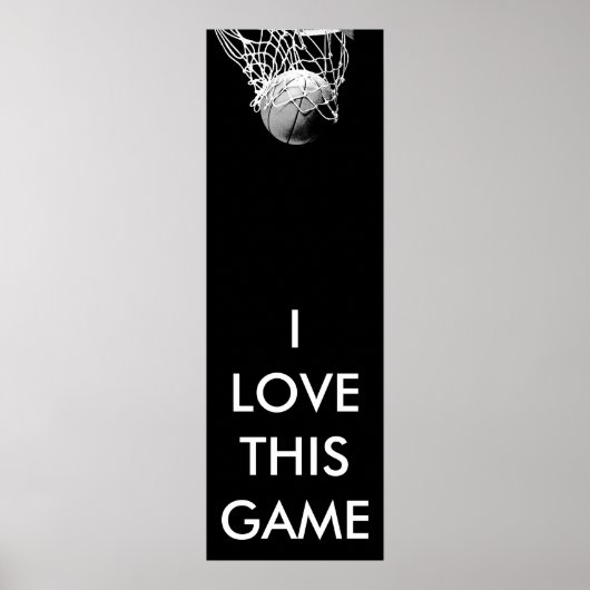 Poster de basket-ball noir et blanc panoramique (Devant)