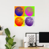 Poster de basket-ball quatre couleurs motivationne (Bureau à domicile)