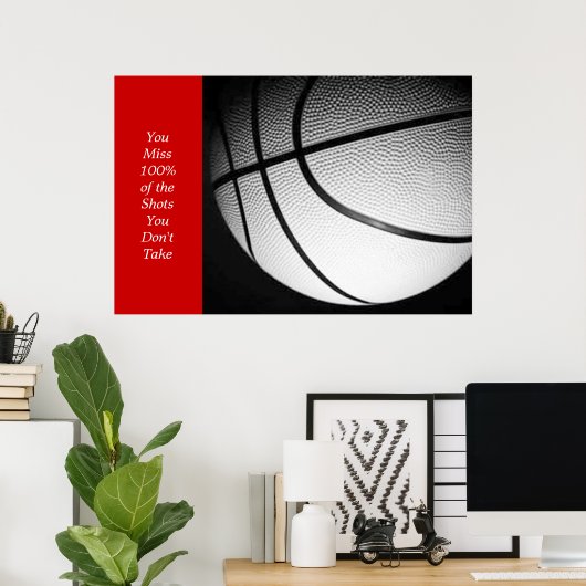 Poster de basket-ball sur la motivation de réussit (Bureau à domicile)