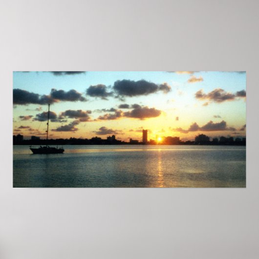 Poster de bateau Miami Skyline, Floride Sunset (Devant)