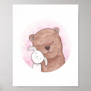 Poster de Bear and Bunny Love Woodland Art Pastel