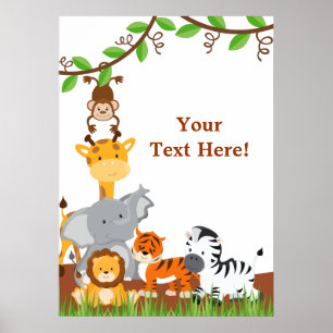 Poster de Bébés Animaux de la Jungle mignonne