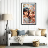 Poster de belles filles aux fleurs