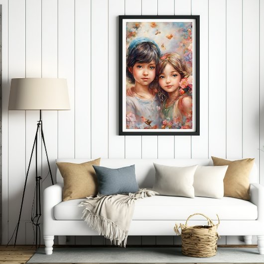 Poster de belles filles aux fleurs