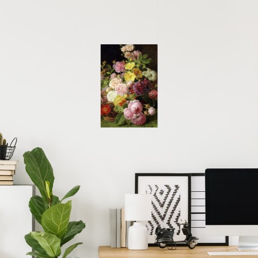 Poster De belles fleurs mixtes néerlandaises encore vie (Bureau à domicile)