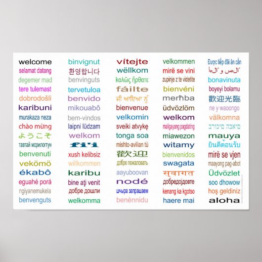 Poster de bienvenue 80 langues - Blanc (Devant)