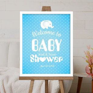 Poster de bienvenue baby shower avec éléphant pour