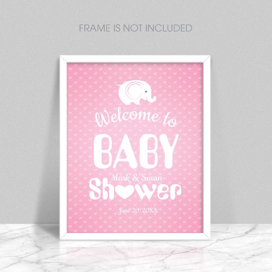 Poster de bienvenue baby shower avec éléphant pour