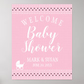 Poster de bienvenue baby shower avec poussette pou (Devant)