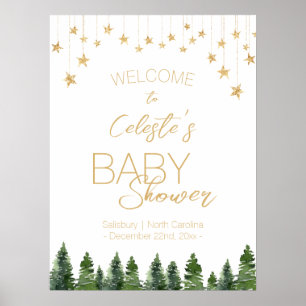 Poster de bienvenue de Baby shower blanc de Noël c