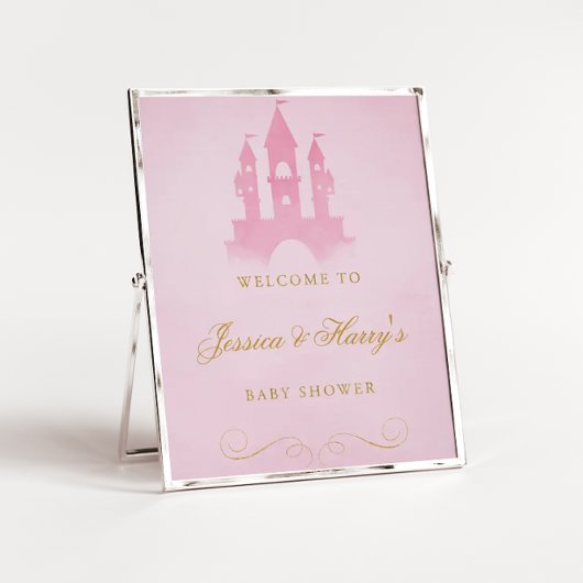 Poster de bienvenue de Baby shower de fille de châ