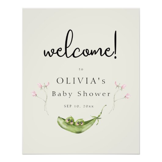 Poster de bienvenue de deux pois dans un Baby show (Devant)