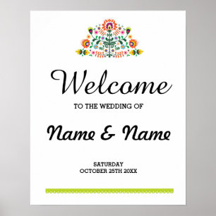 Poster de bienvenue de Fiesta Poster Mariage mexic