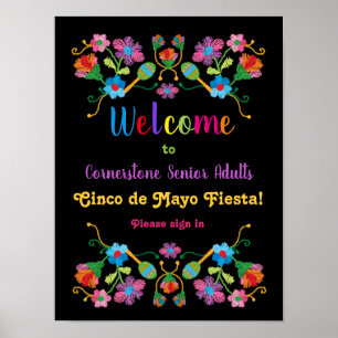 Poster de bienvenue de la Broderie de Fiesta mexic