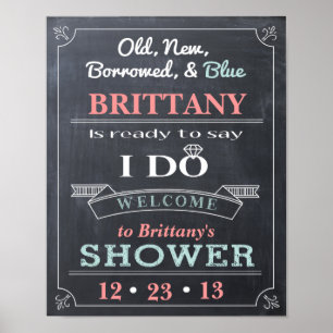 Poster de bienvenue de la douche Chalkboard