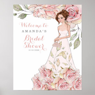 Poster de bienvenue de la Fête des mariées Rose Ro