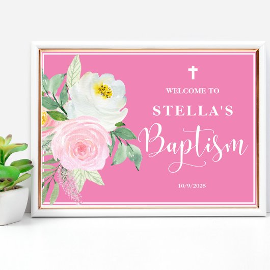 Poster de bienvenue de la fille rose