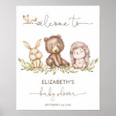 Poster de bienvenue de Woodland Baby shower de ver (Devant)