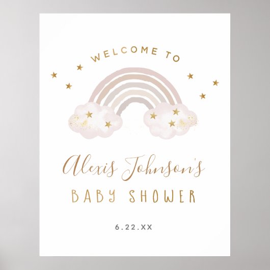 Poster de bienvenue du Baby shower Arc-en-ciel Boh (Devant)