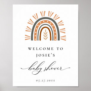 Poster de bienvenue du Baby shower Arc-en-ciel Boh