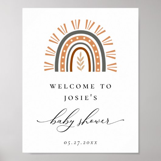 Poster de bienvenue du Baby shower Arc-en-ciel Boh (Devant)