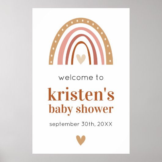 Poster de bienvenue du Baby shower Arc-en-ciel Boh (Devant)