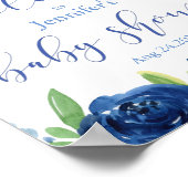 Poster de bienvenue du Baby shower de fleurs bleue (Coin)