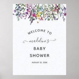 Poster de bienvenue du Baby shower de prairie fleu