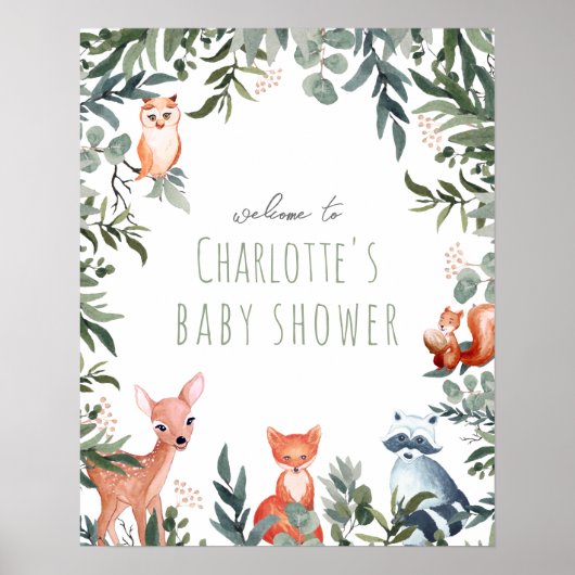 Poster de bienvenue du Baby shower des animaux de  (Devant)