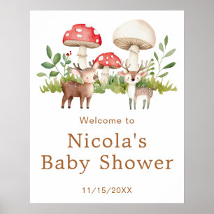 Poster de bienvenue du Baby shower des cerfs de Wo