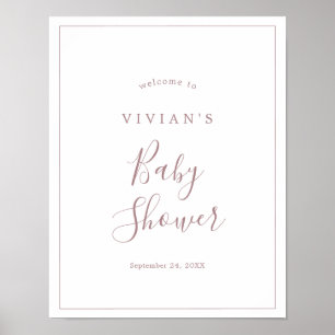 Poster de bienvenue du Baby shower d'or minimalist