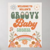Poster de bienvenue du Baby shower Hippie Arc-en-c (Devant)
