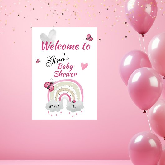 Poster de bienvenue du Baby shower Ladybug