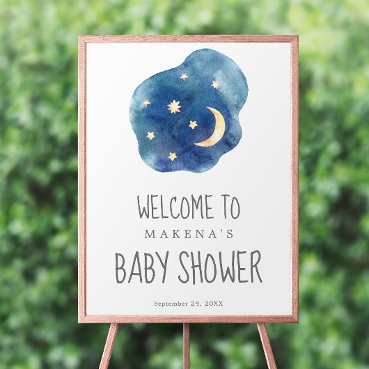 Poster de bienvenue du Baby shower Moon and Stars