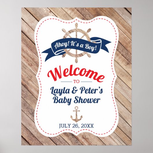 Poster de bienvenue du Baby shower nautique (Devant)