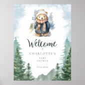 Poster de bienvenue du Baby shower Ours de la forê (Devant)