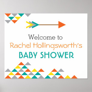 Poster de bienvenue du Baby shower tendance Tribal