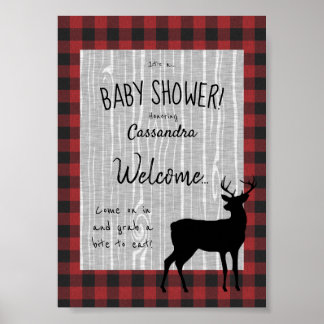Poster de bienvenue du Baby shower Woodland