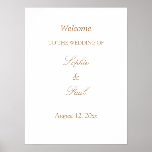 Poster de bienvenue du Mariage blanc Golden Beige (Devant)