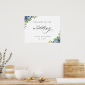 Poster de bienvenue du Mariage botanique bleu-Dust (Cuisine)