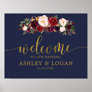 Poster de bienvenue du Mariage de automne Marsala