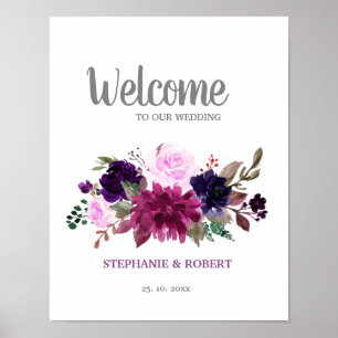 Poster de bienvenue du Mariage de Boho Floral Lave