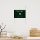 Poster de bienvenue du Mariage Emerald Green (Cuisine)