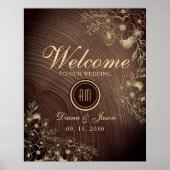 Poster de bienvenue du Mariage Floral Rustic Wood (Devant)