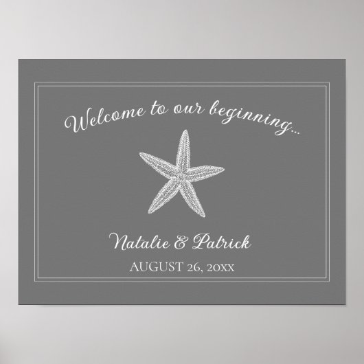 Poster de bienvenue du Mariage Gris Starfish (Devant)