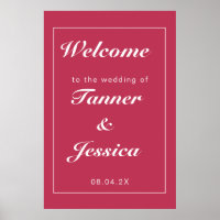 Poster de bienvenue du Mariage moderne Magenta & W